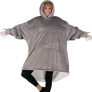 Gray The Comfy brand Sherpa hoodie blanket